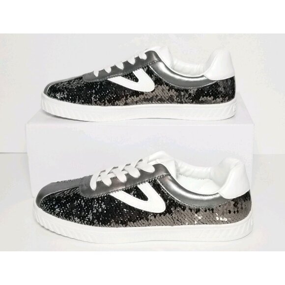 TRETORN CAMDEN SEQUIN CHILD SIZE 13 & 5   WHITE / GRAPHITE NEW / BOX - Picture 1 of 12